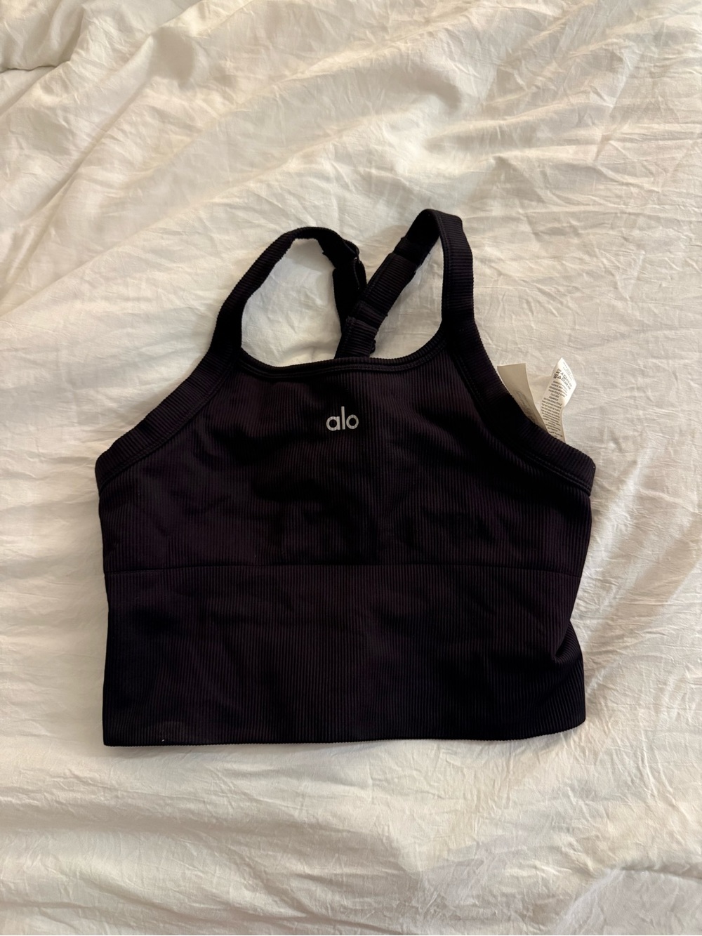 ALO Yoga Black Ribbed Cropped Tank